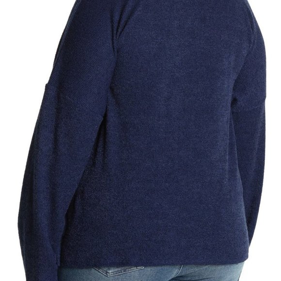 Gibson Nordstrom Ribbed Knit Henley Sweater Pullover Top Navy Blue Size 1X NEW - Picture 2 of 5